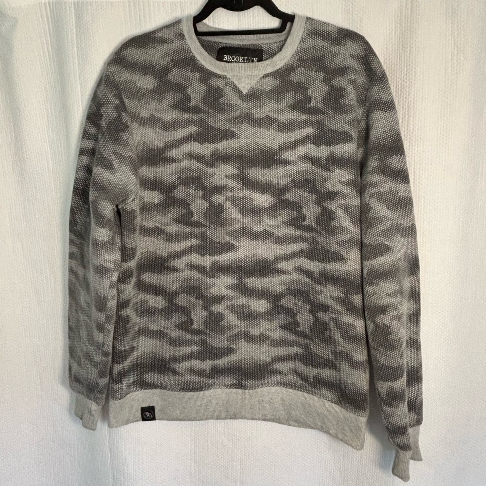 Brooklyn Standard Gray Camouflage Crewneck Sweatshirt M